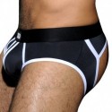 AD Fetish Stripe Fetish Bottomless Brief - Black - White