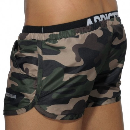 Addicted Double Waistband Swim Short - Khaki Camo