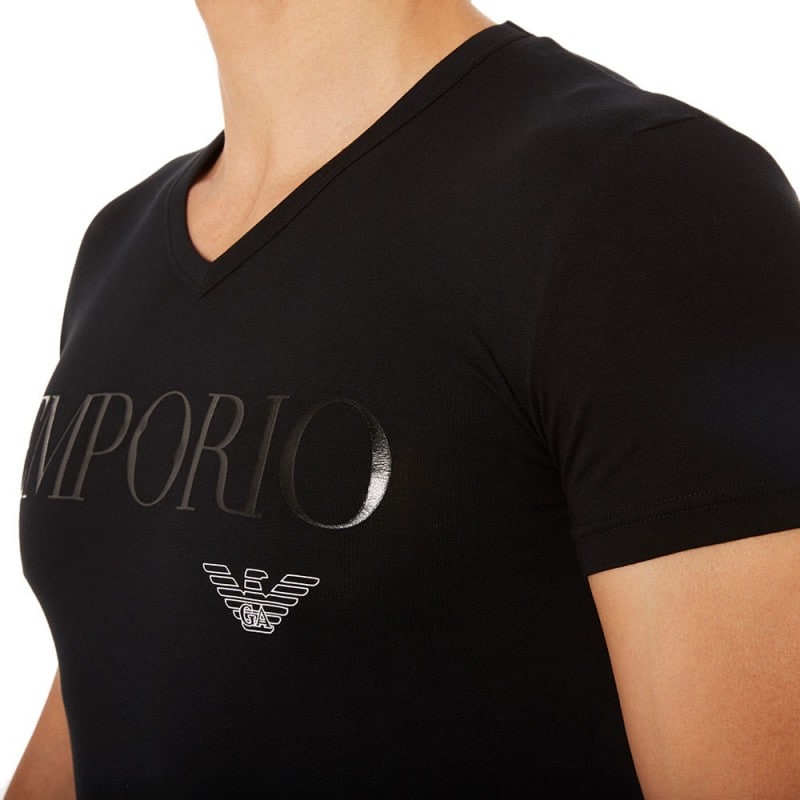 Emporio Armani Stretch Cotton Megalogo T-Shirt - Black | INDERWEAR