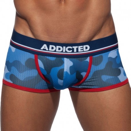 Addicted Lot de 3 Boxers Courts Camo Mesh Push Up Kaki - Gris - Bleu