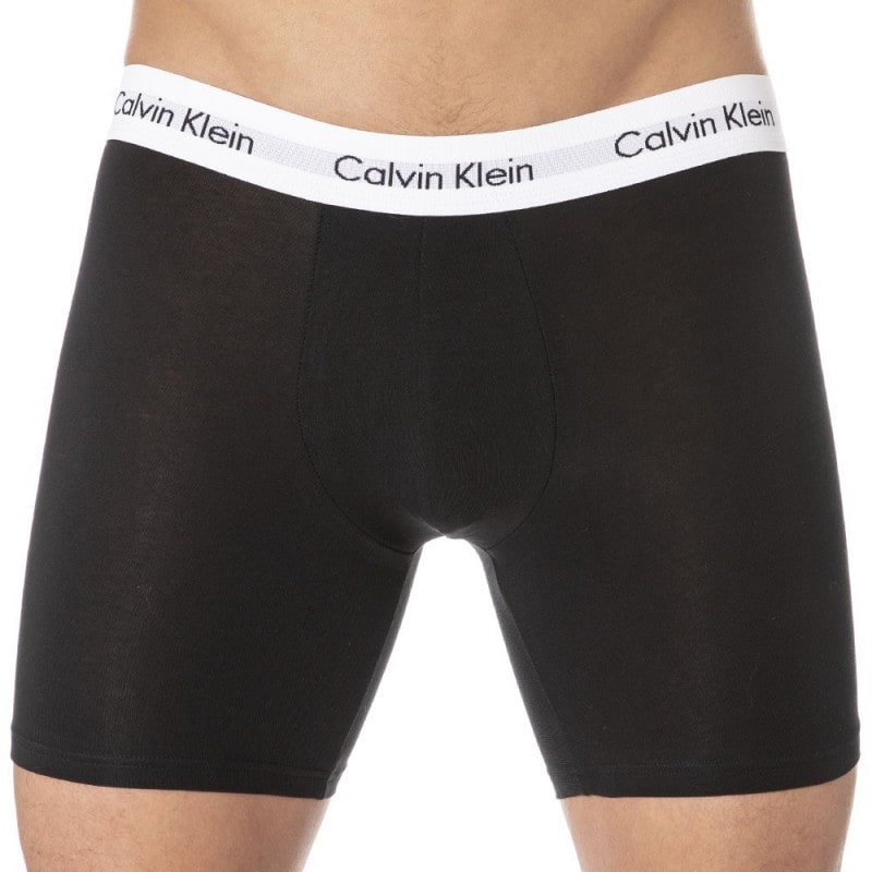 Calvin Klein 3 Pack Cotton Stretch Long Leg Boxer Briefs Black White Grey 4667