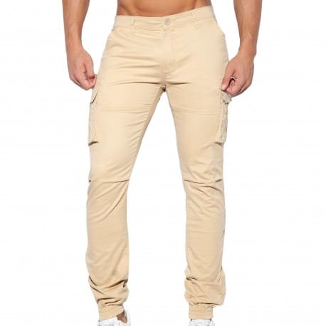 mens beige cargo trousers