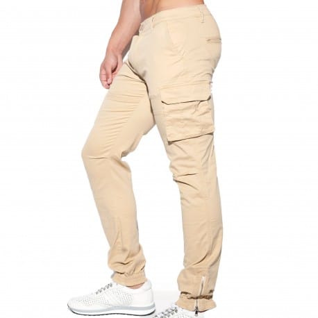 mens beige cargo trousers