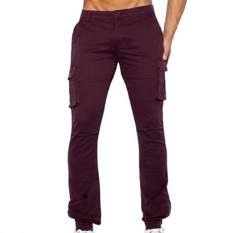 mens burgundy cargo pants