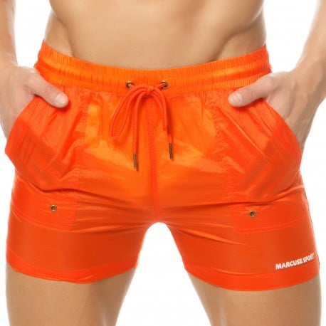 orange jogger shorts