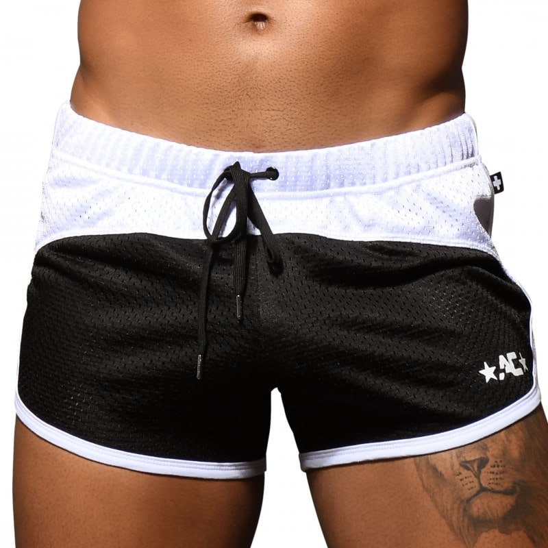 Andrew Christian Sporty Mesh Shorts - Black - White | INDERWEAR