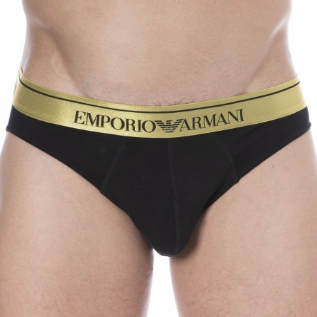 Emporio Armani Bold Monogram Cotton Briefs - Black | INDERWEAR