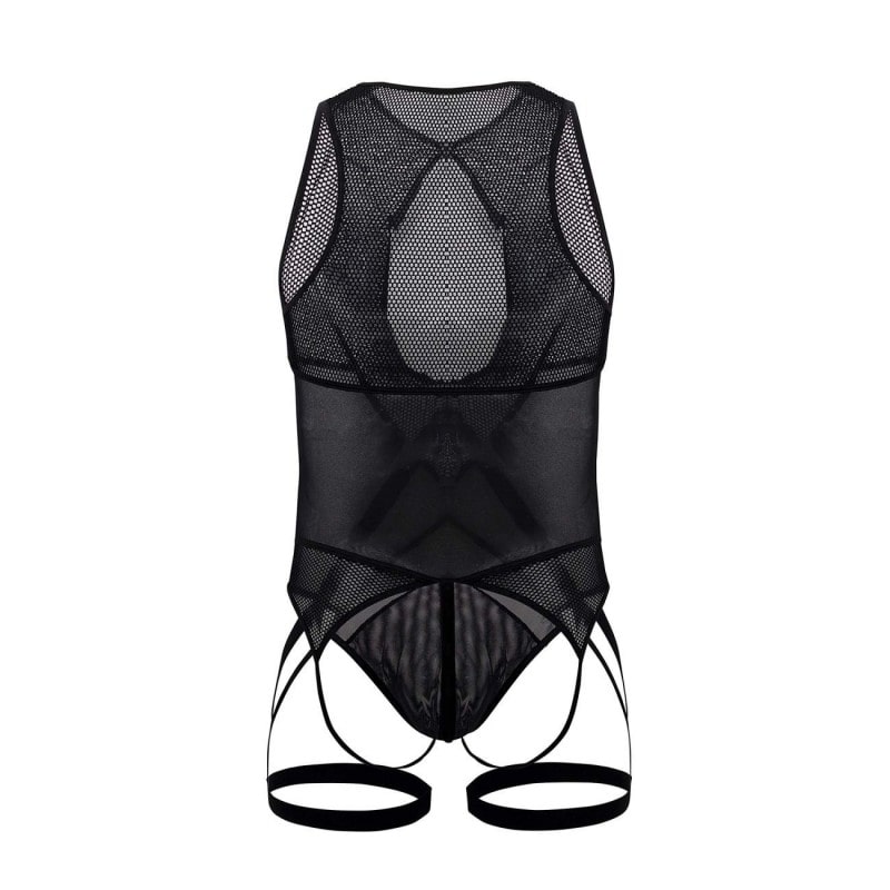 Candyman Mesh Garter String Bodysuit Black Inderwear