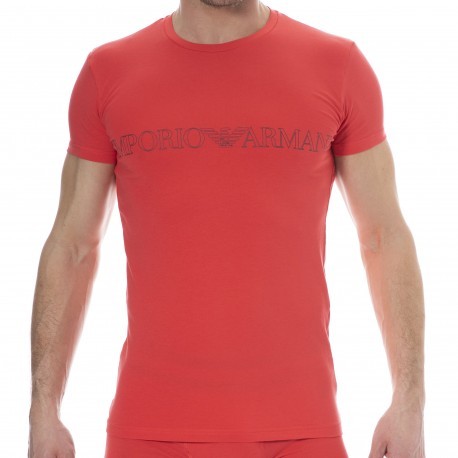 Emporio Armani Bold Monogram Cotton T-Shirt - Burgundy