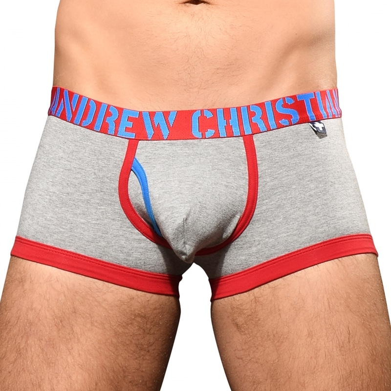 Andrew Christian Boxer Almost Naked Fly Tagless Gris Chiné INDERWEAR