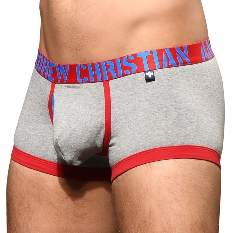 Andrew Christian Almost Naked Fly Tagless Trunks Heather Grey Inderwear